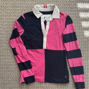 Crew Clothing Co Navy and Pink Rugby Shirt